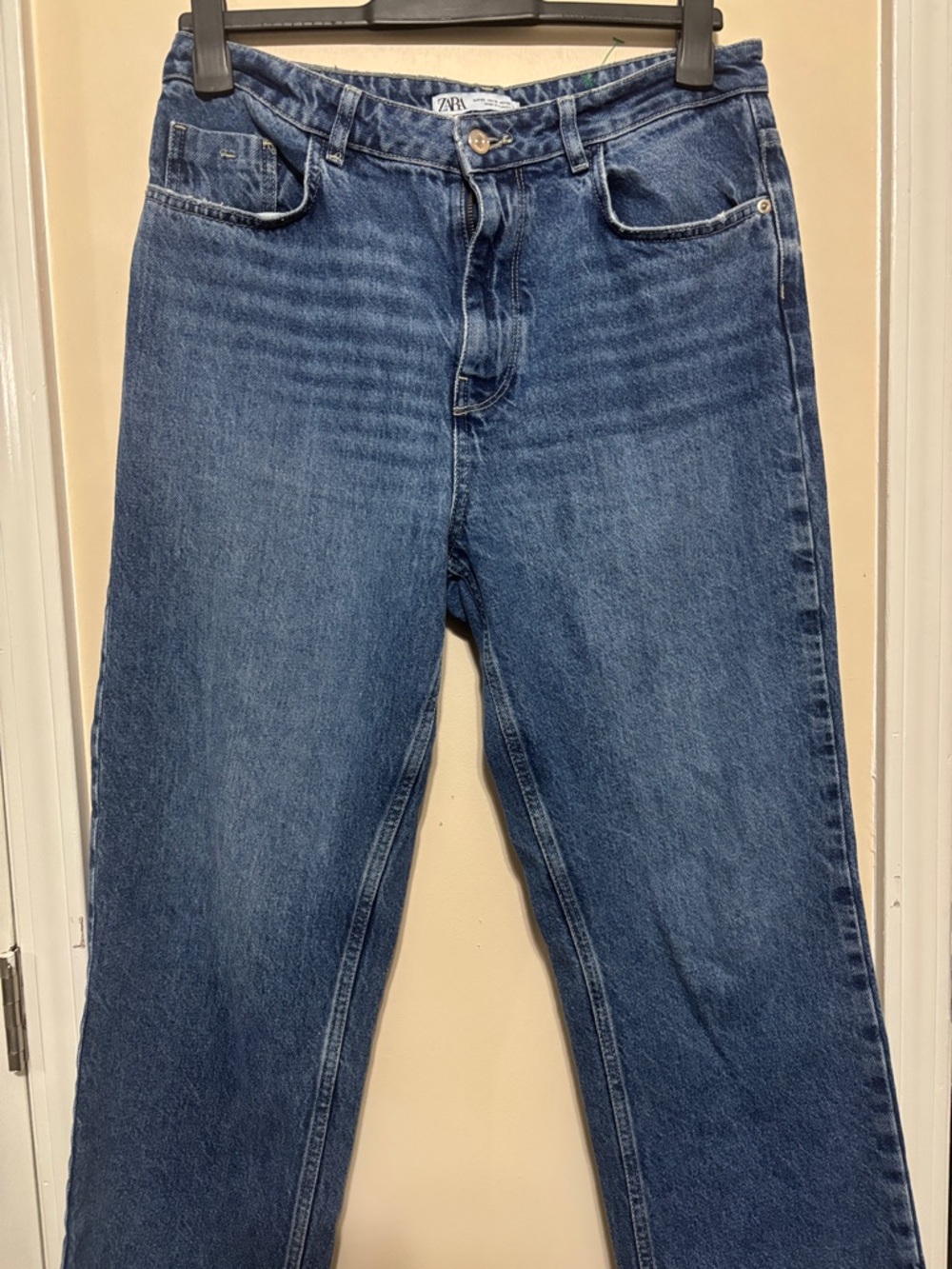 Zara Women's Straight Jeans in Blue Denim